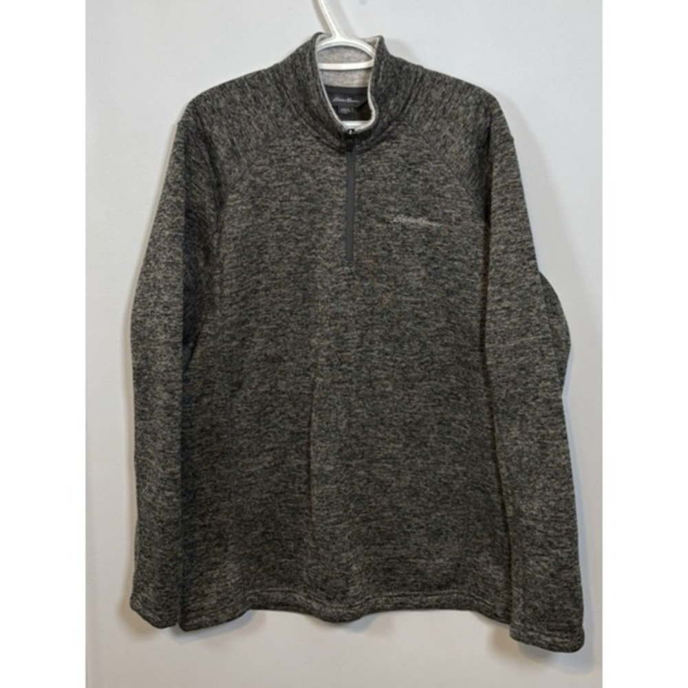Eddie Bauer Men's Heather Gray‎ Quarter Zip Pullover Fleece Sweatshirt L G